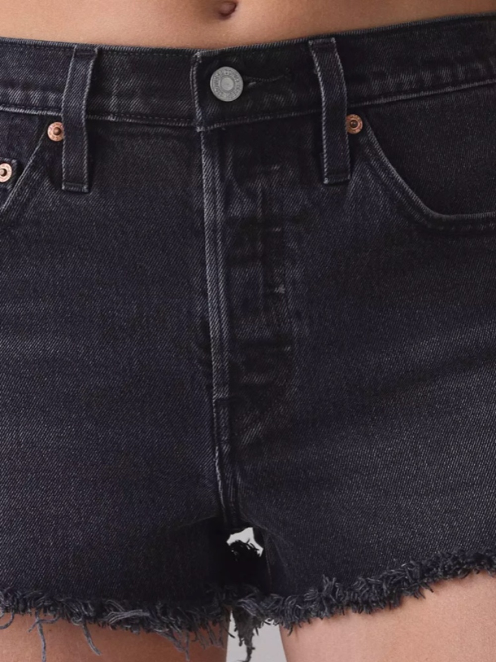 Levis 501 Original Black Denim Cutoff Shorts Womens